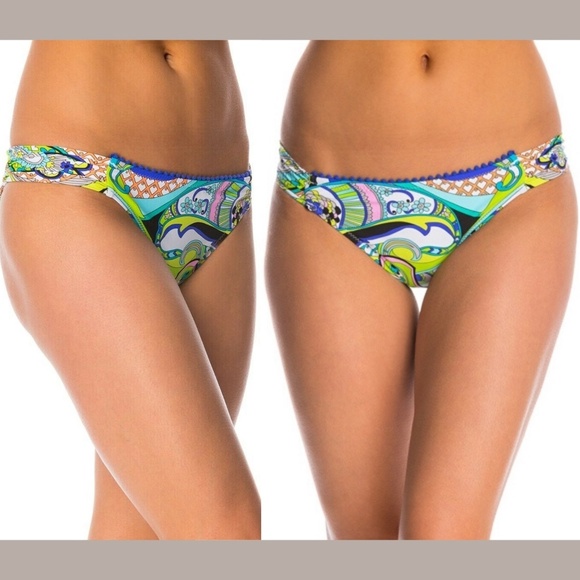 NWT Trina Turk Nomad Shirred Side Hipster Bikini Bottom [SZ‎ 4 ] - Picture 1 of 8